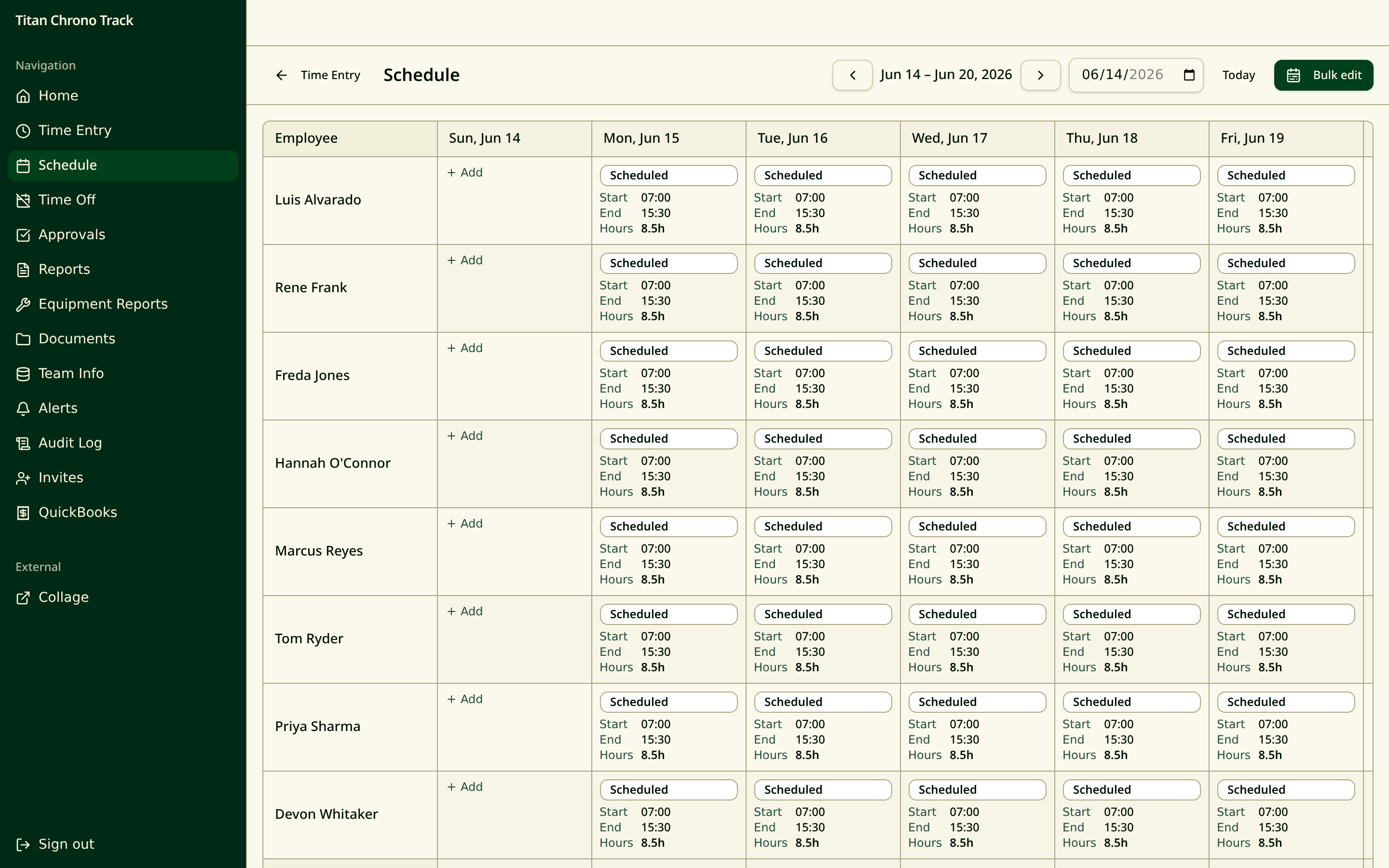 Desktop schedule dashboard